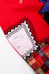 Recess Los Angeles Vintage Complice Multicolor Red Velvet Stars Hearts Patchwork Embroidery Wool Suit Jacket