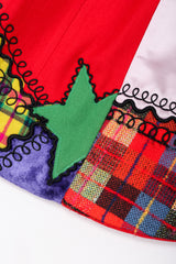 Recess Los Angeles Vintage Complice Multicolor Red Velvet Stars Hearts Patchwork Embroidery Wool Suit Jacket