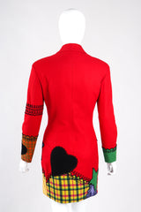 Recess Los Angeles Vintage Complice Multicolor Red Velvet Stars Hearts Patchwork Embroidery Wool Suit Jacket