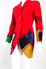 Recess Los Angeles Vintage Complice Multicolor Red Velvet Stars Hearts Patchwork Embroidery Wool Suit Jacket