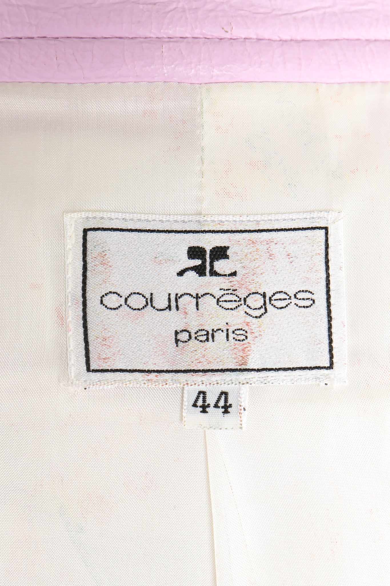 Vintage Courreges Lilac Patent Crinkle Jacket Label at Recess Los Angeles