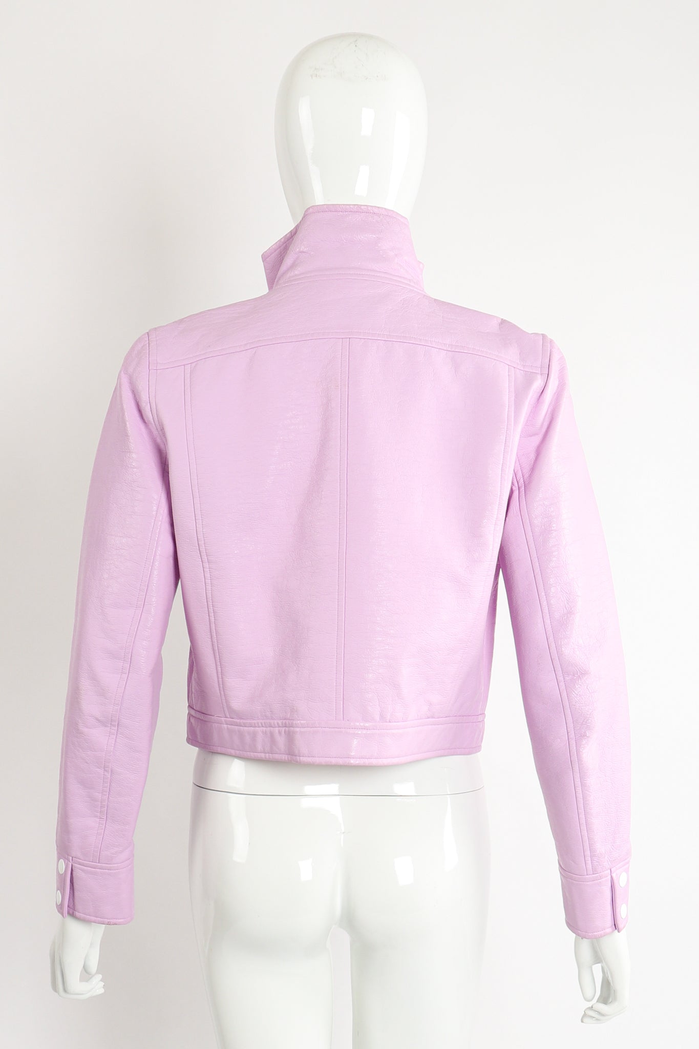 Vintage Courreges Lilac Patent Crinkle Jacket on Mannequin Back at Recess Los Angeles