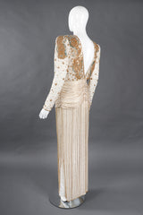 Recess Los Angeles Vintage Creative Creations Beaded Silk Elephant Collar Drop Waist Gown