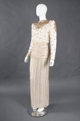 Recess Los Angeles Vintage Creative Creations Beaded Silk Elephant Collar Drop Waist Gown