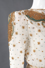 Recess Los Angeles Vintage Creative Creations Beaded Silk Elephant Collar Drop Waist Gown