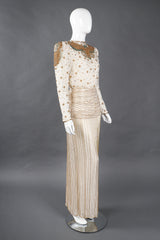 Recess Los Angeles Vintage Creative Creations Beaded Silk Elephant Collar Drop Waist Gown
