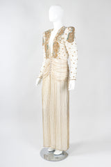 Recess Los Angeles Vintage Creative Creations Beaded Silk Elephant Collar Drop Waist Gown