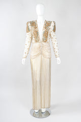 Recess Los Angeles Vintage Creative Creations Beaded Silk Elephant Collar Drop Waist Gown