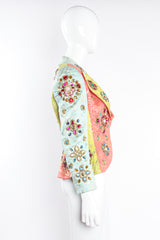 Vintage Christian Lacroix Jeweled Pastel Graffiti Brocade Jacket on Mannequin side at Recess LA