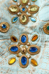 Vintage Christian Lacroix Jeweled Pastel Graffiti Brocade Jacket detail missing pearls at Recess LA
