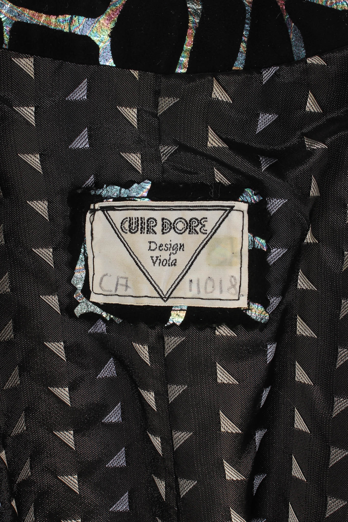 Vintage Cuir Dore Iridescent Crocodile Jacket tag @ Recess Los Angeles