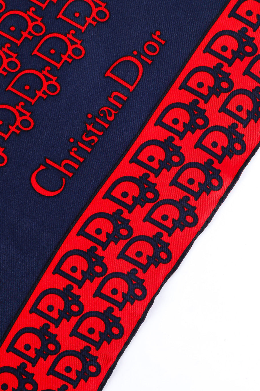 Logo Print Silk Scarf by Christian Dior Photo Signature and Fabric Close-up. @recessla