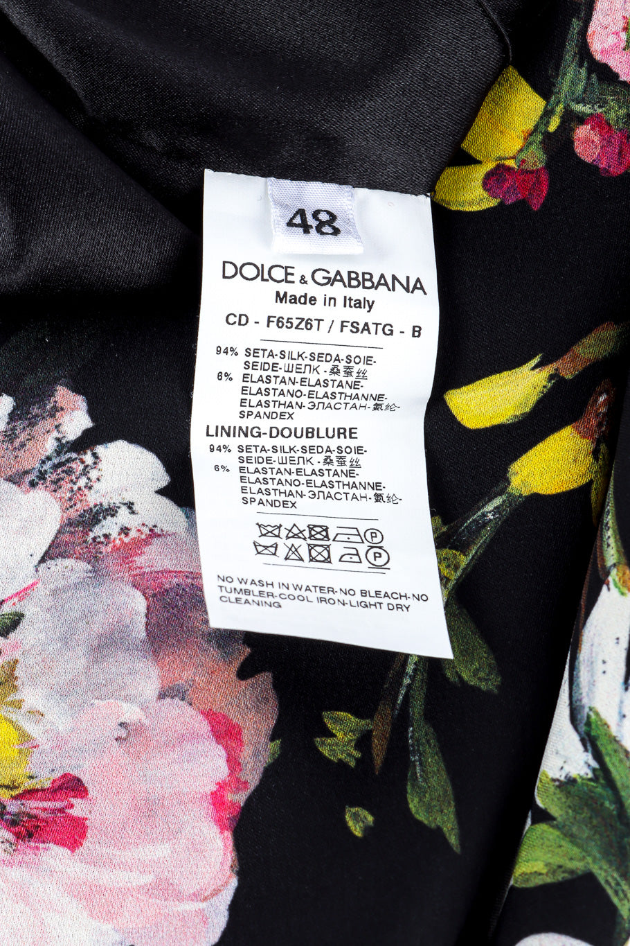 Dolce & Gabbana Floral Printed Sheath Dress size tag @recessla