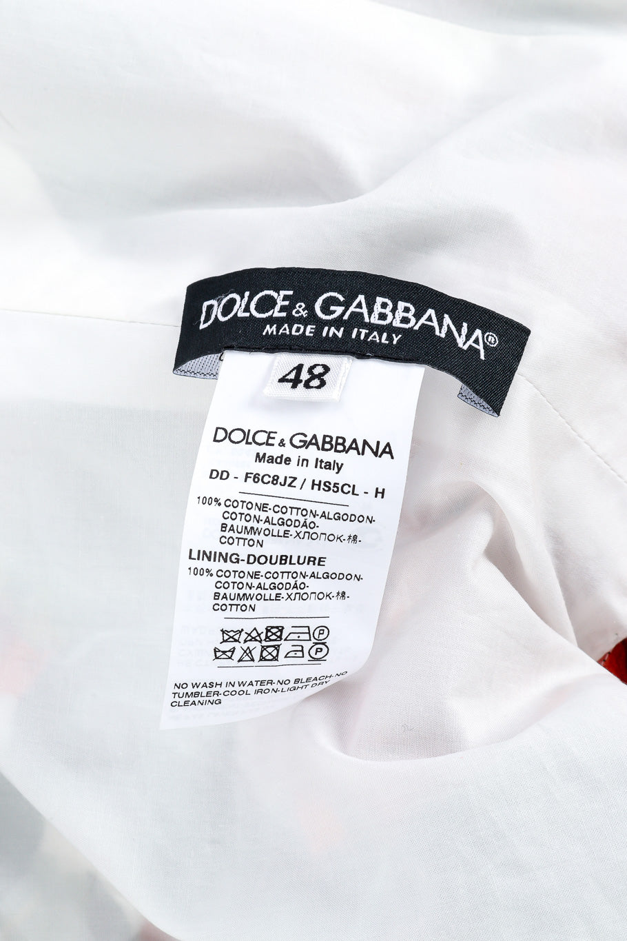Dolce and Gabbana Floral Leaf Cotton Dress label and size tag @recessla