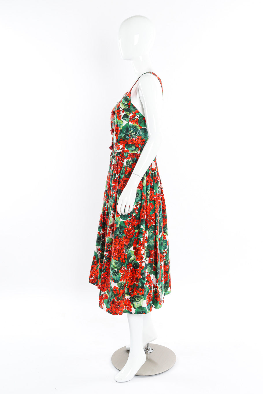 Dolce and Gabbana Floral Leaf Cotton Dress on mannequin side view @recessla