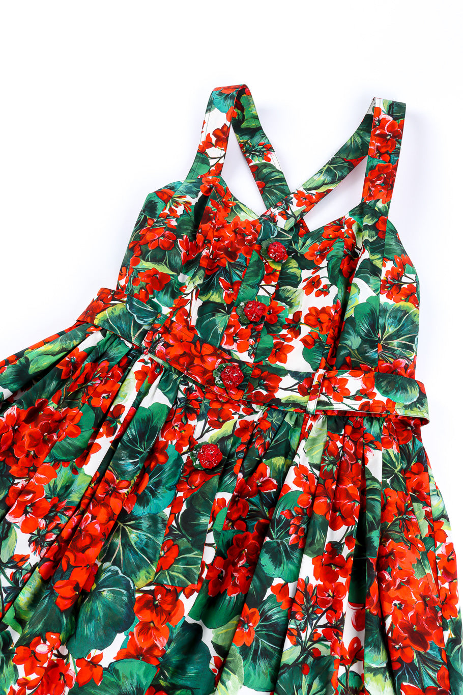 Dolce and Gabbana Floral Leaf Cotton Dress flatlay @recessla