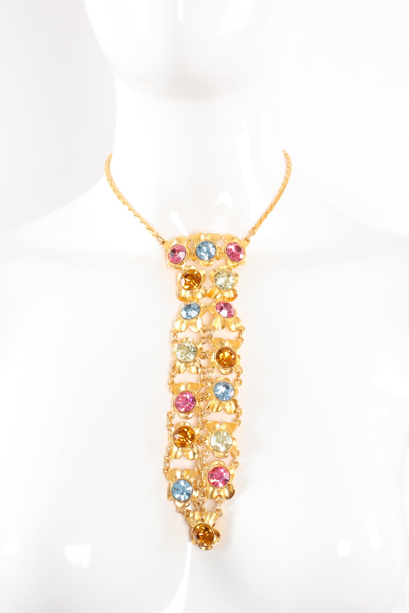 Crystal Jeweled Necktie Necklace
