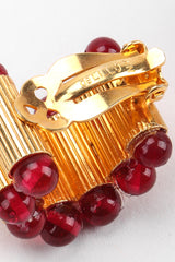 Recess Los Angeles Vintage William De Lillo Egyptian Red Gold Double Row Ribbed Tubes Oval Link Glass Beads Dangling Daggers