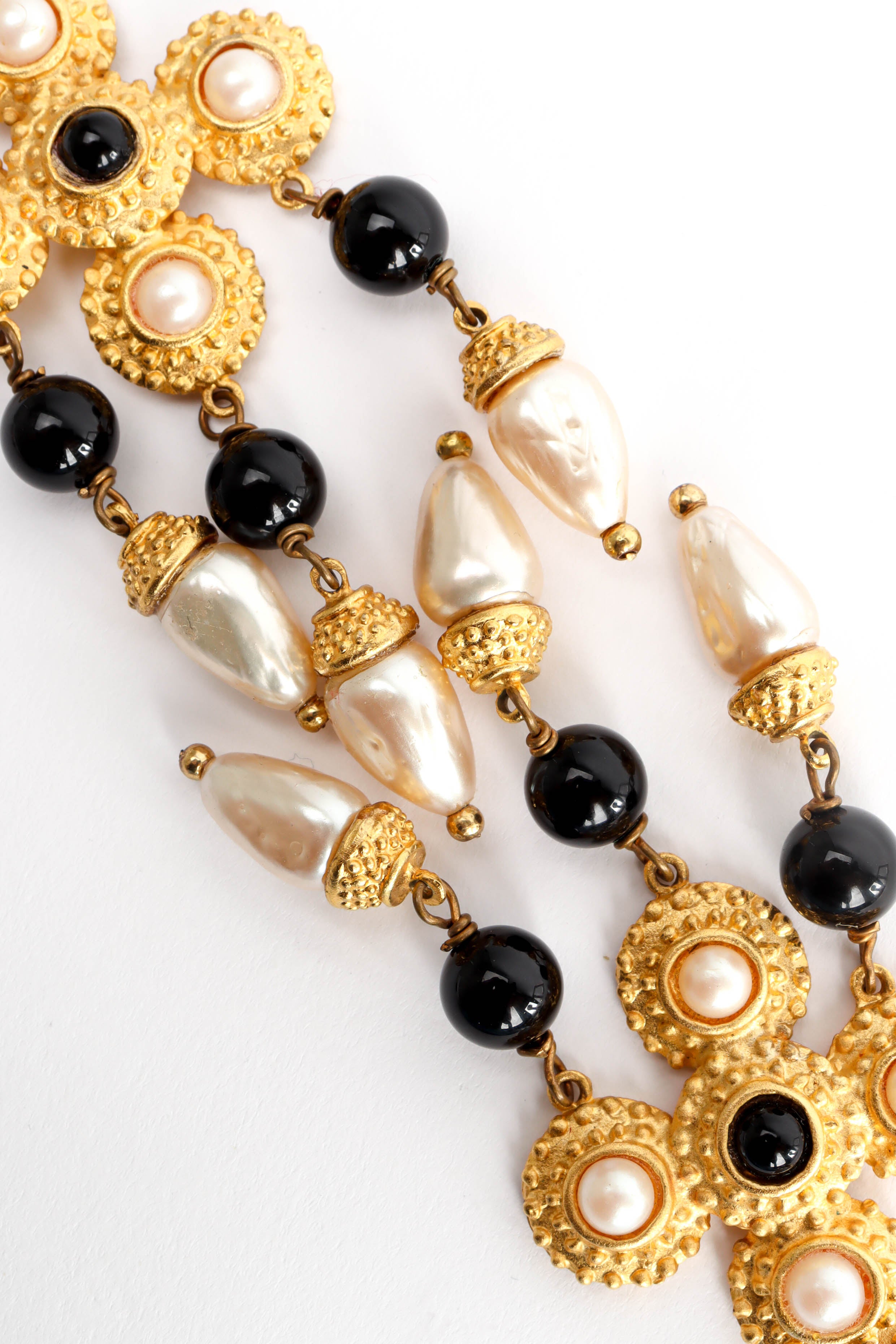 Vintage Deanna Hamro Pearl Bead Cross Earrings dangle beads/pearl @ Recess Los Angeles