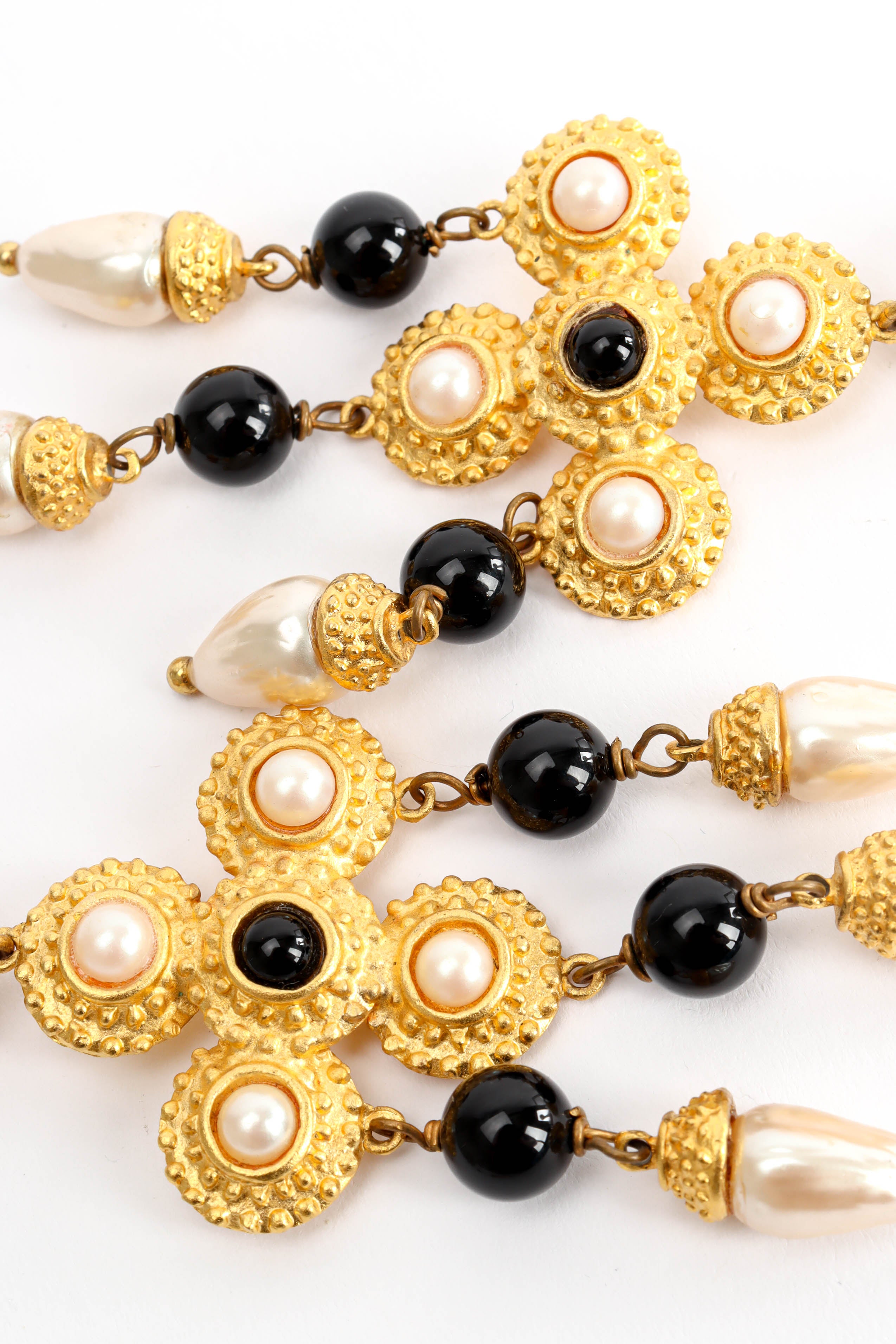 Vintage Deanna Hamro Pearl Bead Cross Earrings cross close @ Recess Los Angeles