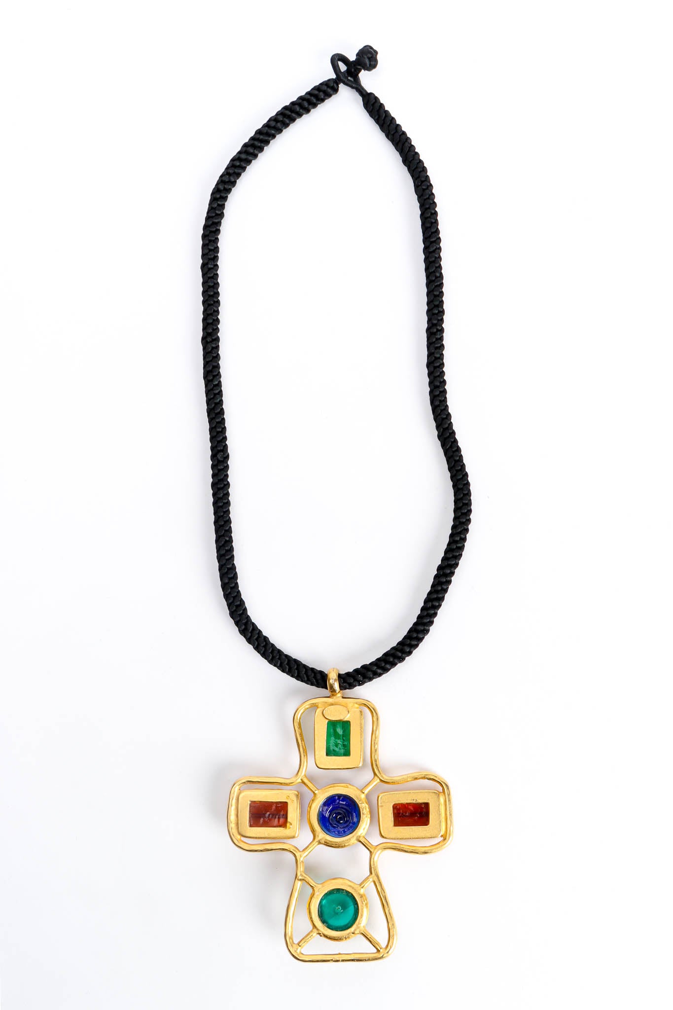 Deanna Hamro Glass Stone Cross Pendant Necklace reverse @ Recess Los Angeles