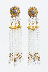 Vintage Deanna Hamro Crystal Chandelier Bead Fringe Drop Earrings at Recess