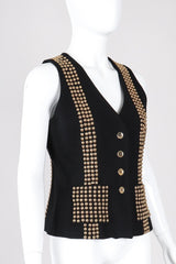 Recess Los Angeles Vintage Delah Annie Hall Tomboy Rock Gold Studded Suiting Vest