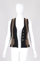 Recess Los Angeles Vintage Delah Annie Hall Tomboy Rock Gold Studded Suiting Vest