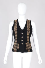 Recess Los Angeles Vintage Delah Annie Hall Tomboy Rock Gold Studded Suiting Vest