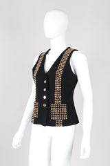 Recess Los Angeles Vintage Delah Annie Hall Tomboy Rock Gold Studded Suiting Vest