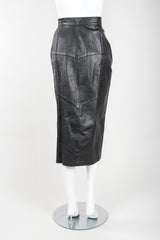 Dero Enterprises Black Leather Skirt On Mannequin, back, at Recess Vintage