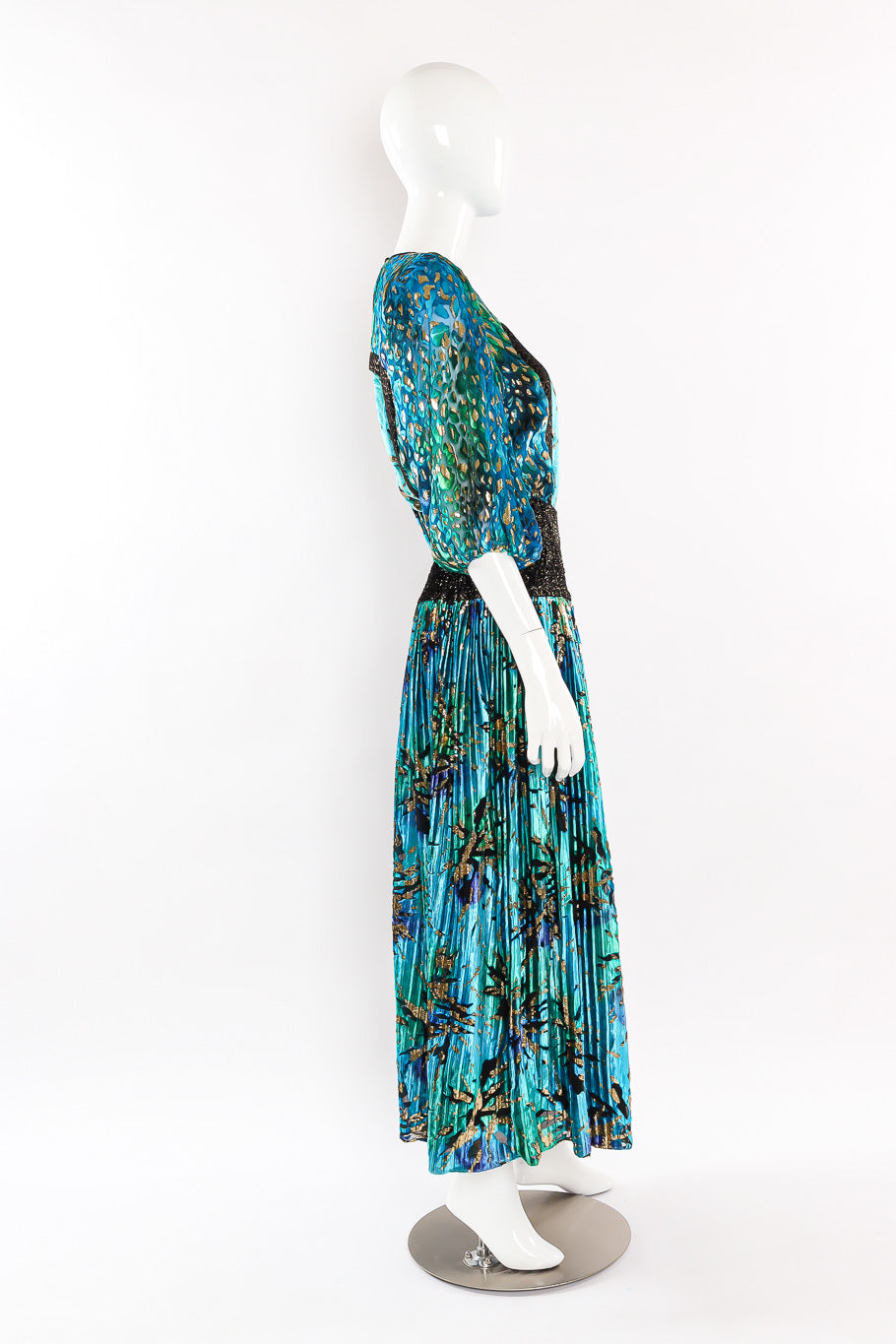 Multi-printed silk limited edition dress by Diane Freis Side View @recessla