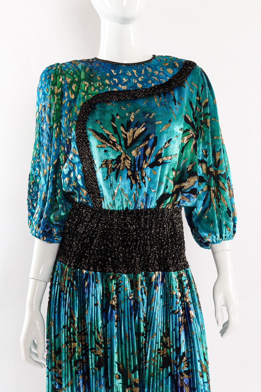 Multi-printed silk limited edition dress by Diane Freis Front on mannequin @recessla