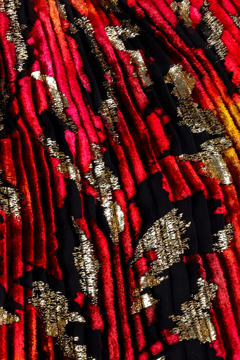 Multi-printed silk limited edition dress by Diane Freis skirt pleats closeup @recessla