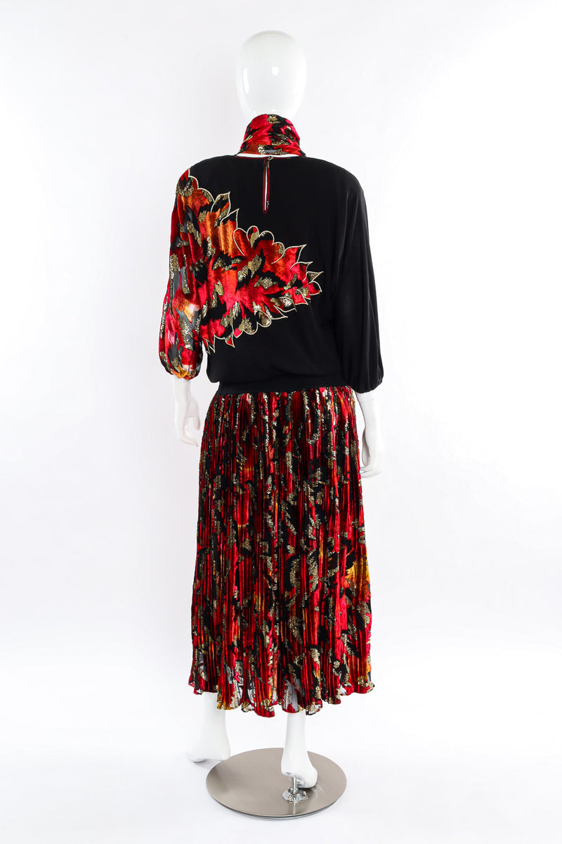 Multi-printed silk limited edition dress by Diane Freis mannequin back full length @recessla