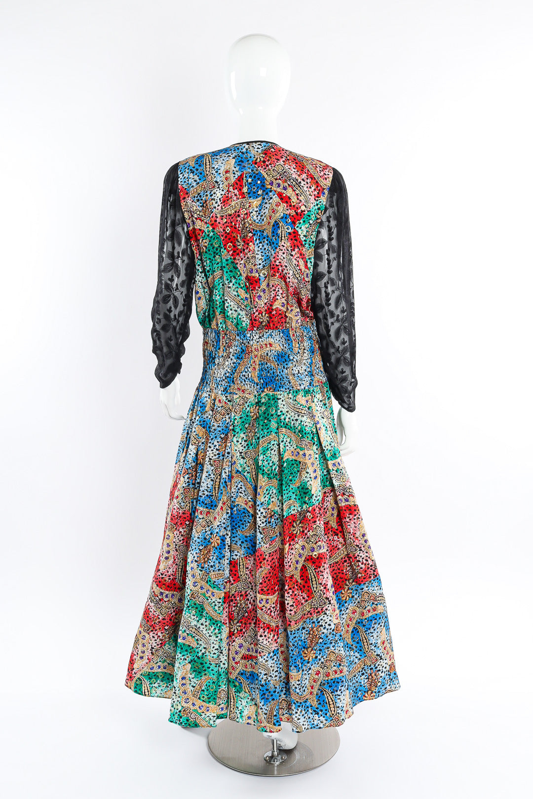 Printed silk dress by Diane Freis mannequin back @recessla