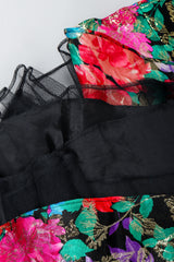 Vintage Diane Freis Metallic Floral Lamé Maxi Skirt layered detail