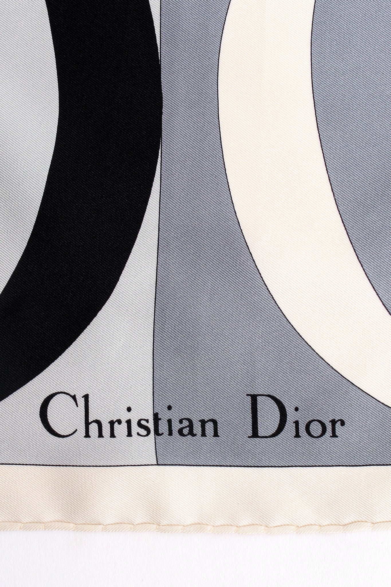 Vintage Christian Dior Colorblock Monogram Silk Scarf signature at Recess Los Angeles