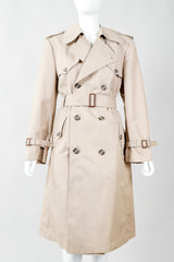 Vintage Christian Dior Monsieur Khaki Classic Trench Coat on Mannequin, cropped at Recess