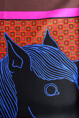 Vintage Christian Dior Black Foal Horse Print Silk Scarf print at Recess Los Angeles