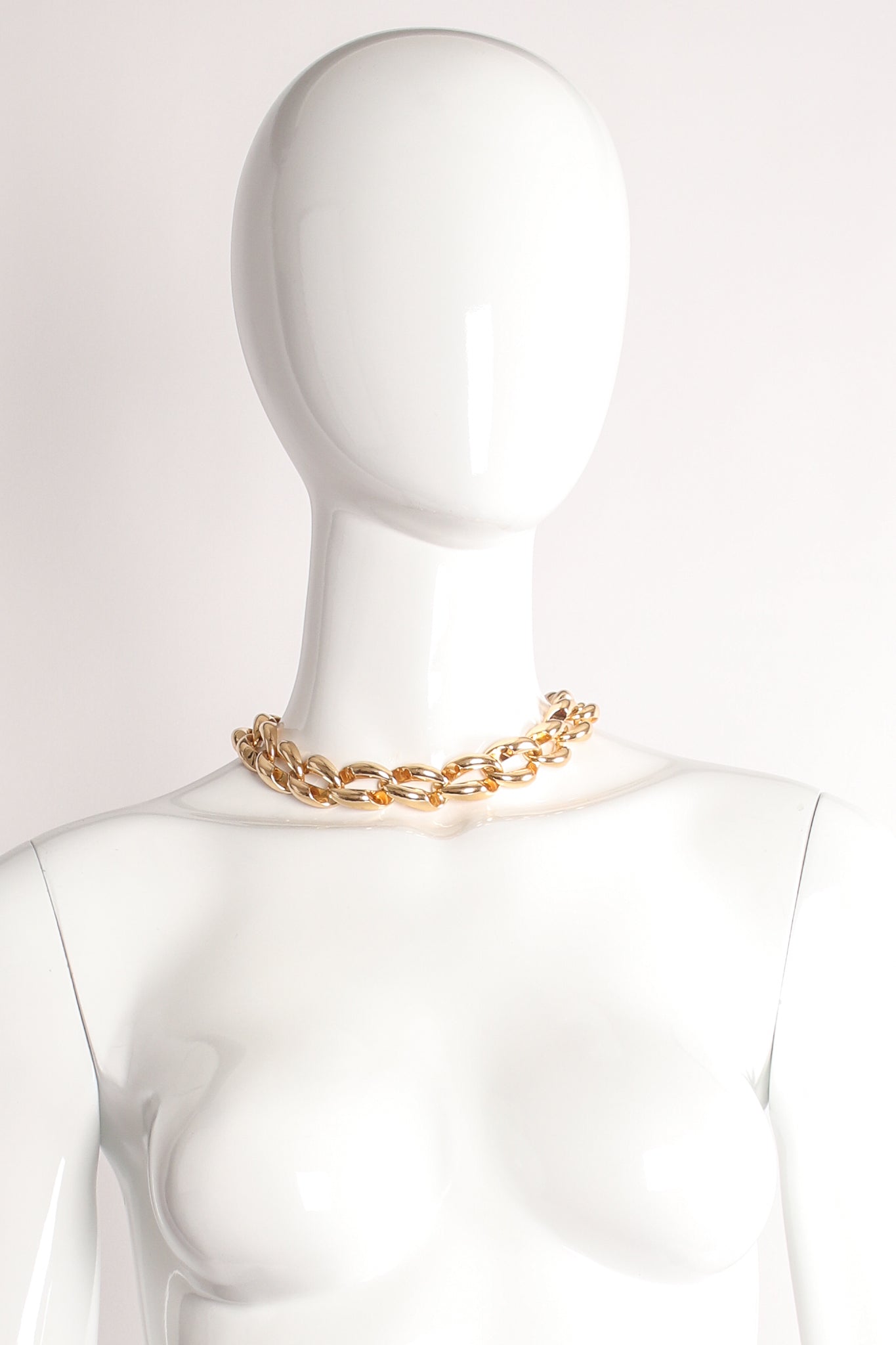 Vintage Christian Dior Chunky Gourmette Chain Link Collar Necklace on mannequin at Recess Los Angeles