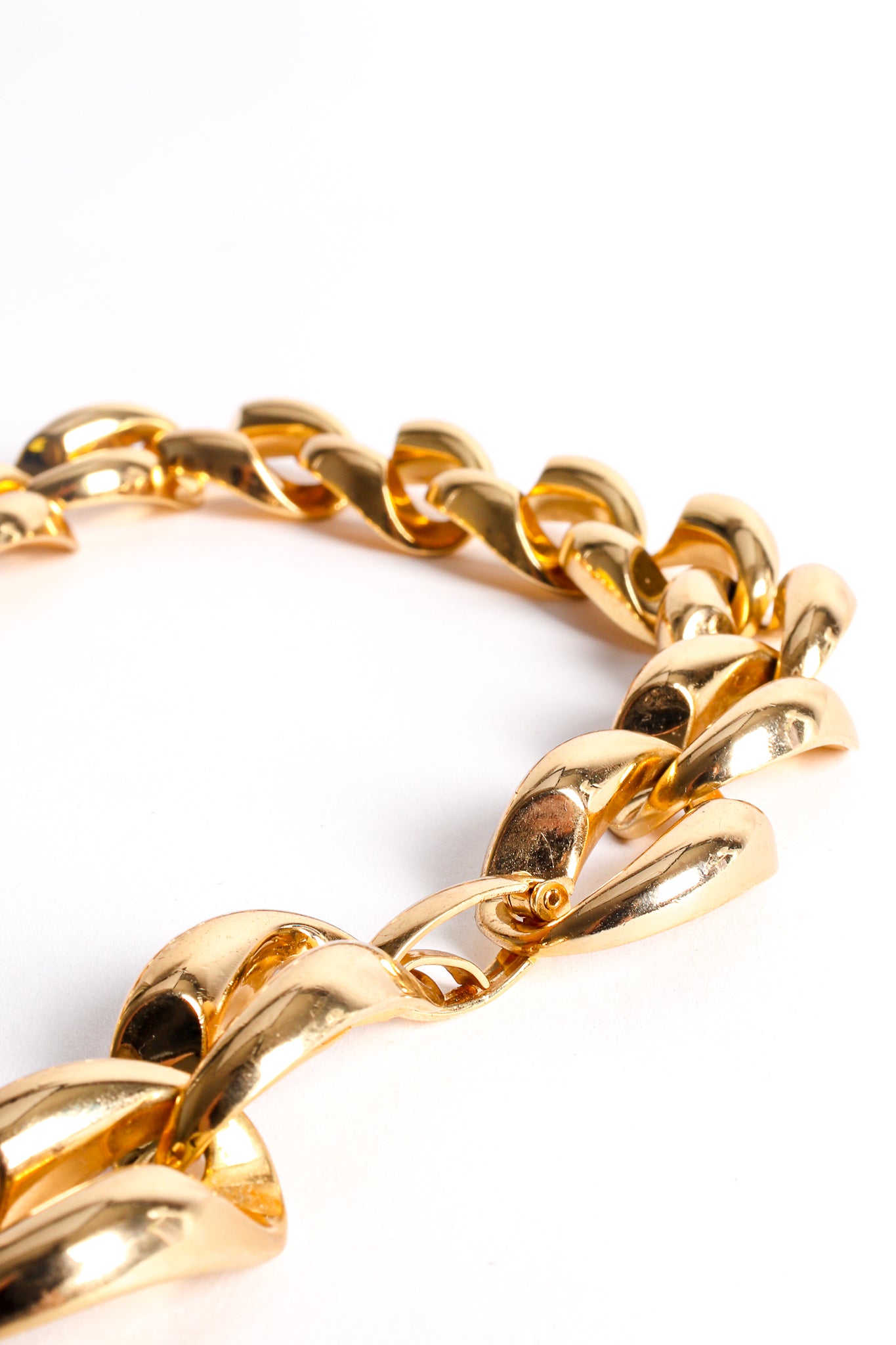 Vintage Christian Dior Chunky Gourmette Chain Link Collar Necklace clasp at Recess Los Angeles