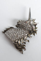 Vintage Christian Dior by Mitchel Maer 1952 Unicorn Crystal Brooch diagonal flat @ Recess LA