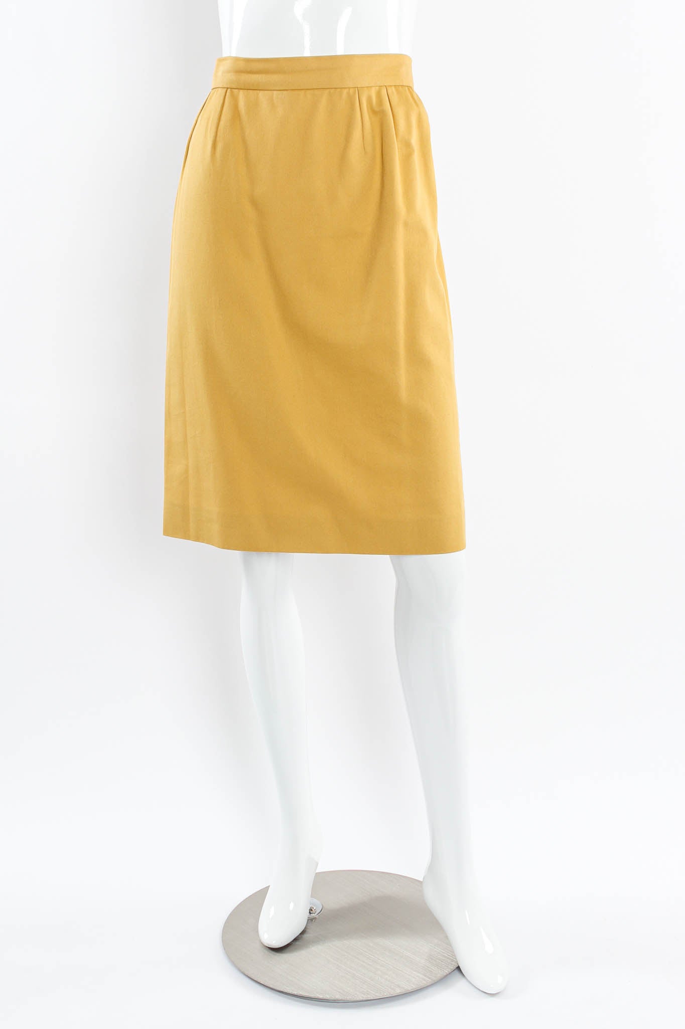 Vintage Christian Dior Golden Blazer & Skirt Suit Set mannequin skirt front @ Recess Los Angeles