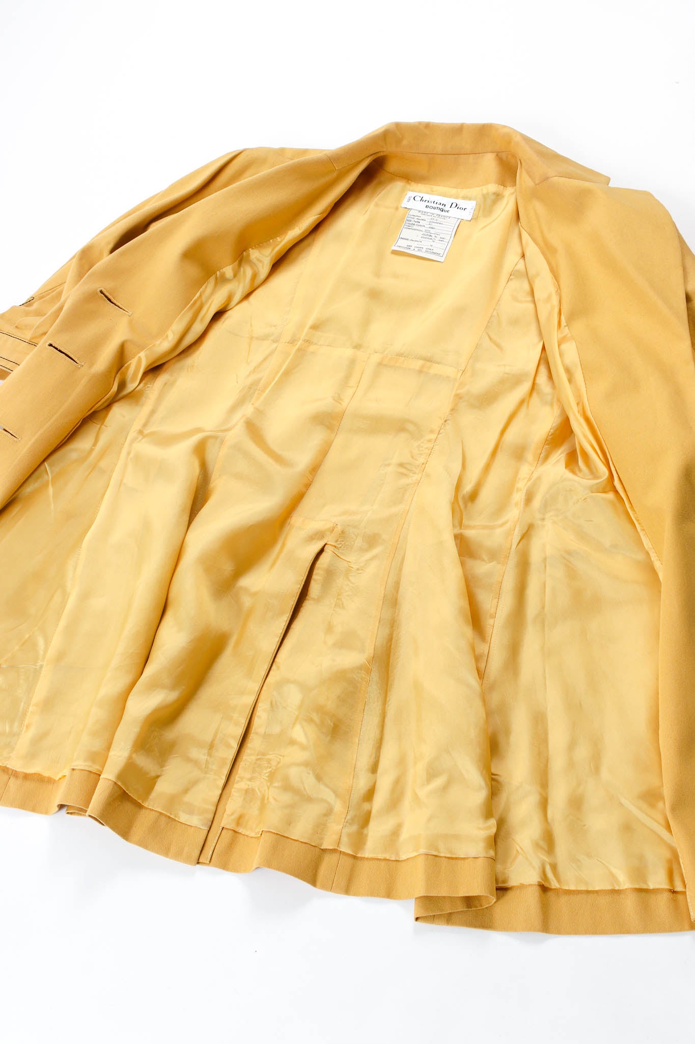 Vintage Christian Dior Golden Blazer & Skirt Suit Set liner spread @ Recess Los Angeles