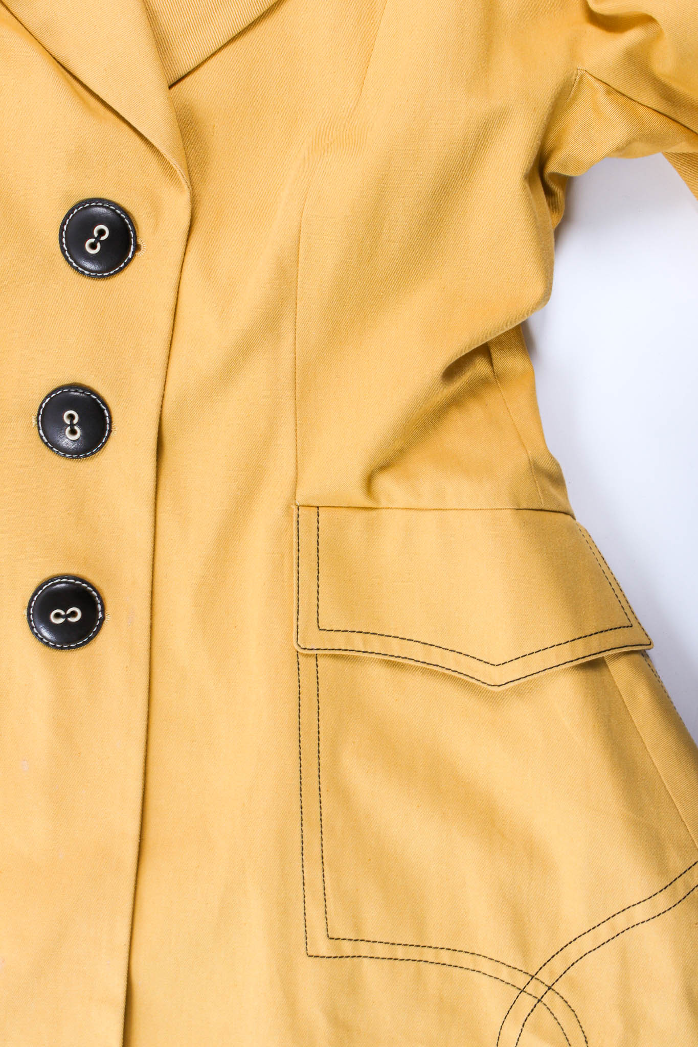 Vintage Christian Dior Golden Blazer & Skirt Suit Set blazer button/pocket detail @ Recess Los Angeles