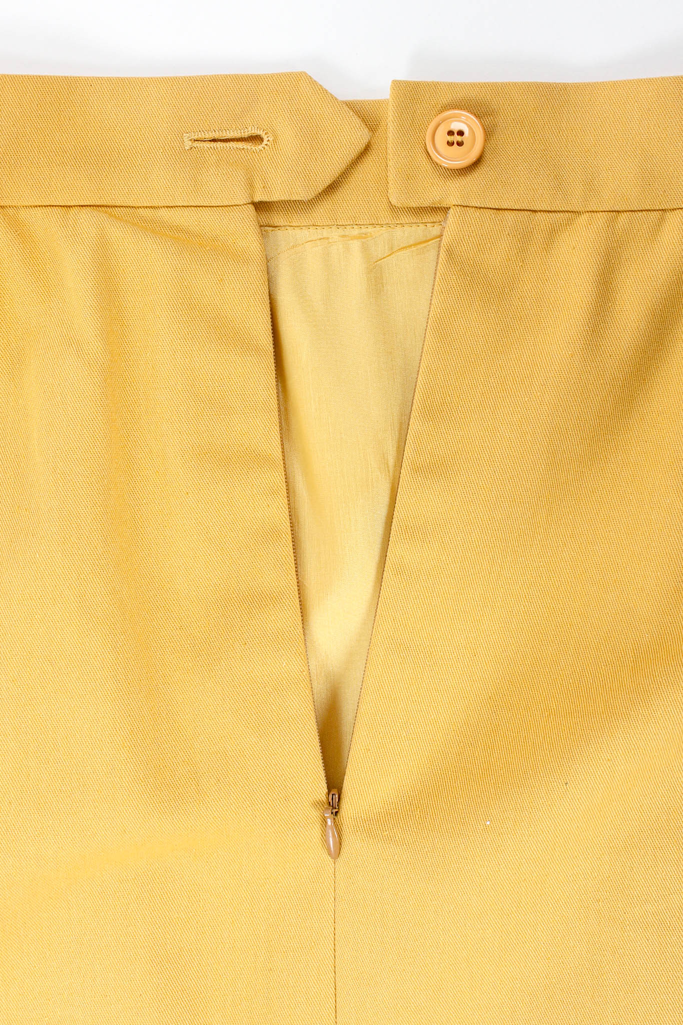 Vintage Christian Dior Golden Blazer & Skirt Suit Set skirt closure @ Recess Los Angeles
