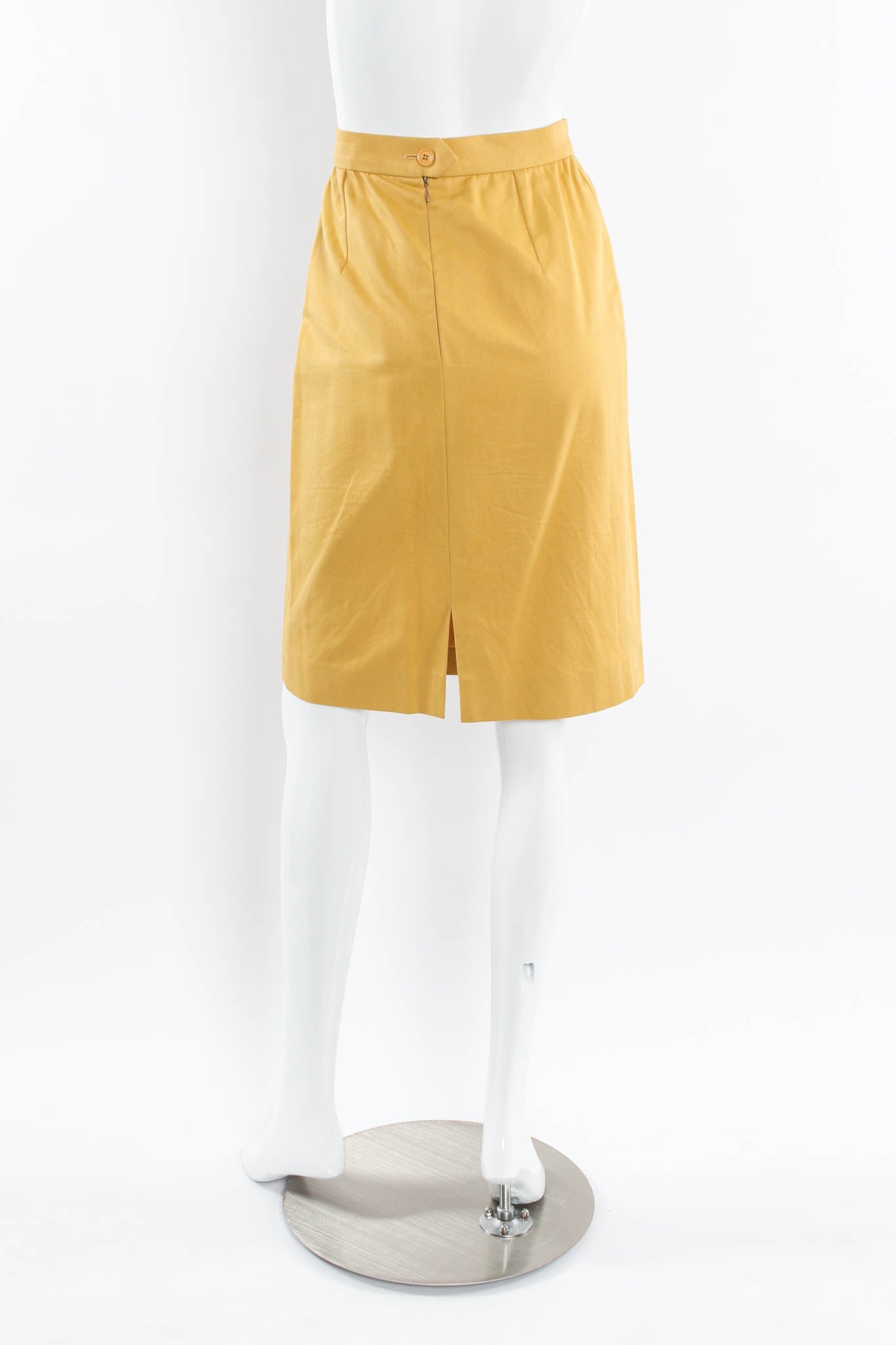 Vintage Christian Dior Golden Blazer & Skirt Suit Set mannequin skirt back @ Recess Los Angeles