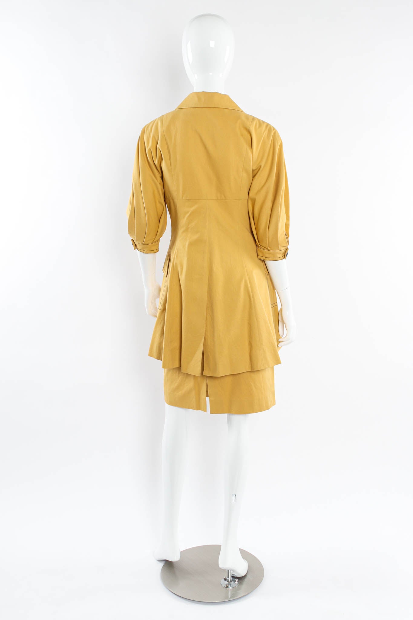Vintage Christian Dior Golden Blazer & Skirt Suit Set mannequin back @ Recess Los Angeles