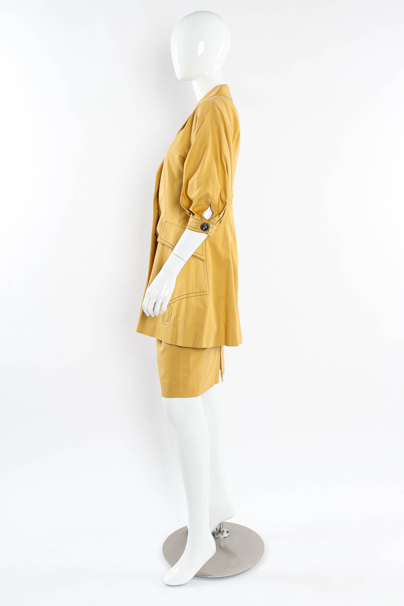 Vintage Christian Dior Golden Blazer & Skirt Suit Set mannequin side @ Recess Los Angeles